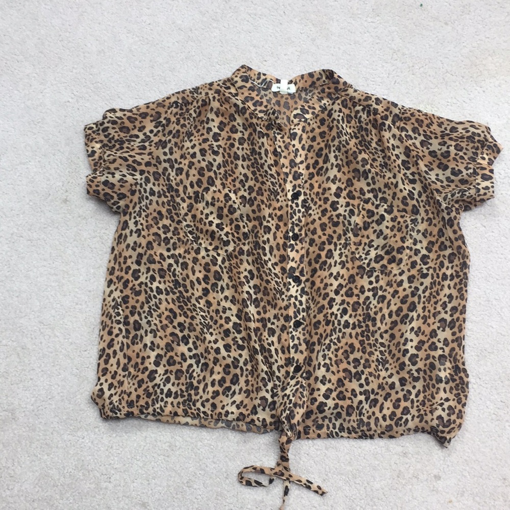Animal print button down